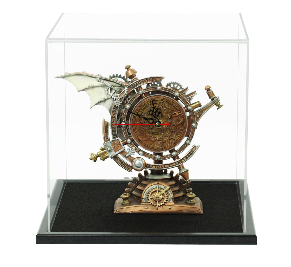 250mm Cube Acrylic Display Case with a Wooden Base and a Choice of Base Colours