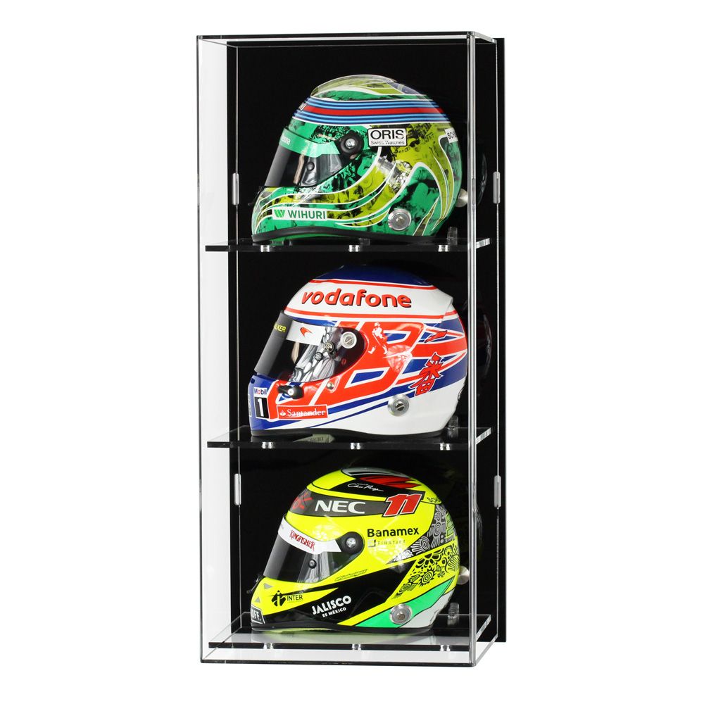 Wall Display Case for Three 1:2 Scale F1 Helmet Models